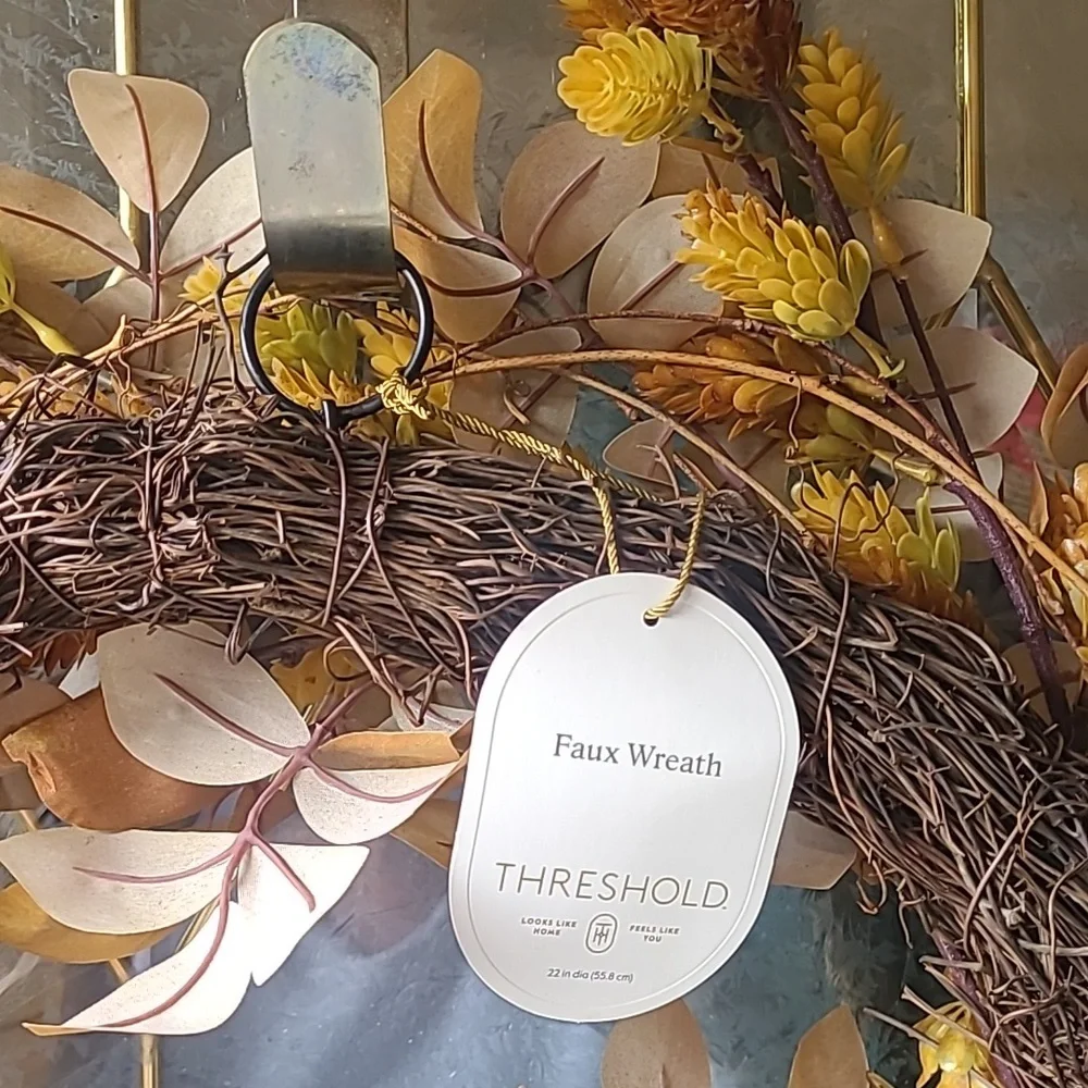Threshold Autumn Wreath with Yellow and Tan Accents